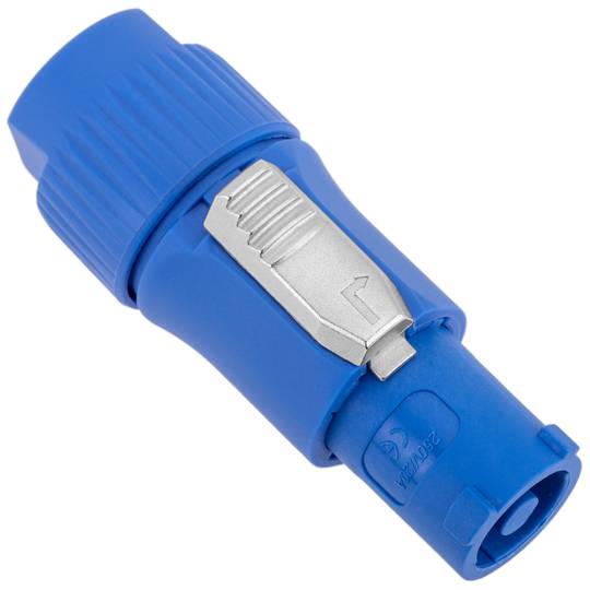 PowerCON compatible 3 pin type A connector, blue colour, 250V 20A PowerCON compatible male plug