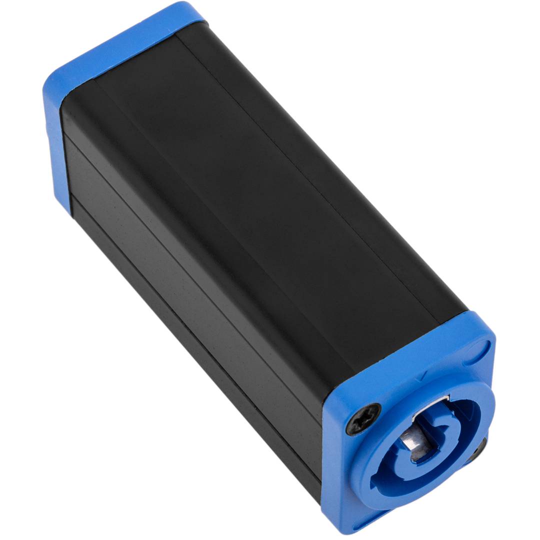 Acoblador femella a femella compatible amb PowerCON de 3 pin 250V i 20A tipus A de color blau