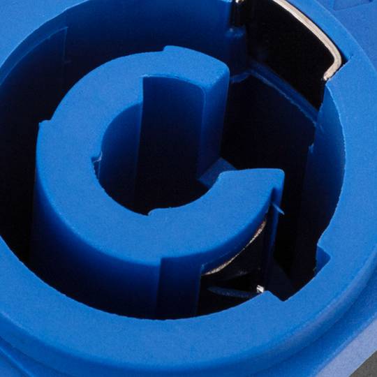Acoblador femella a femella compatible amb PowerCON de 3 pin 250V i 20A tipus A de color blau