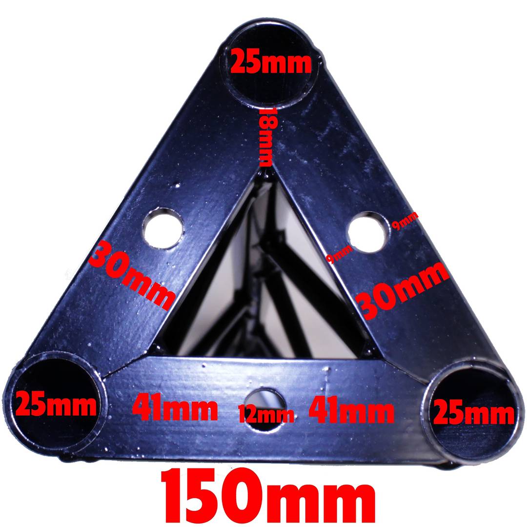 Truss triangular d'alumini negre 150mm triple connexió T1