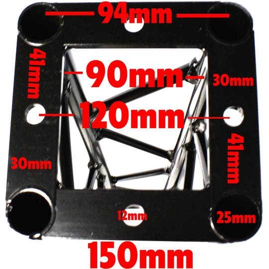 Truss 150mm square aluminum black cube union