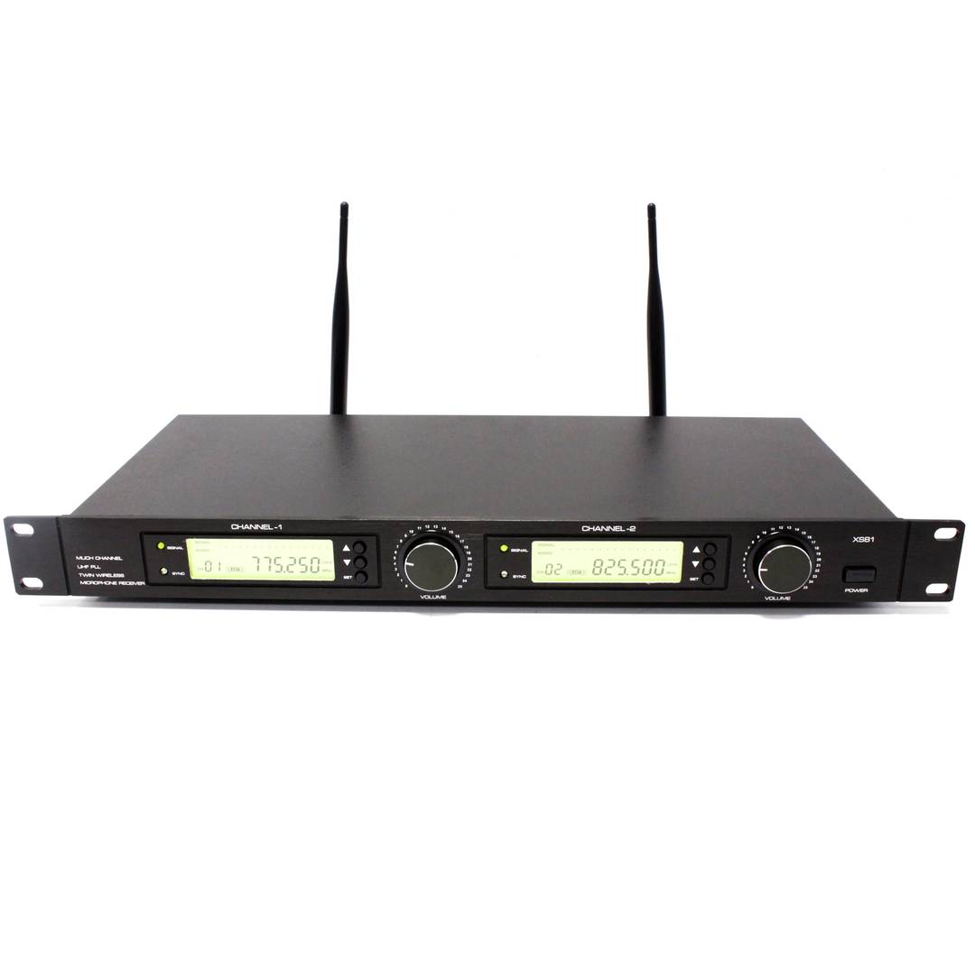 Wireless Microphones with 2-channel receiver UHF 600-920MHz Programmable groups G1 G2 rack