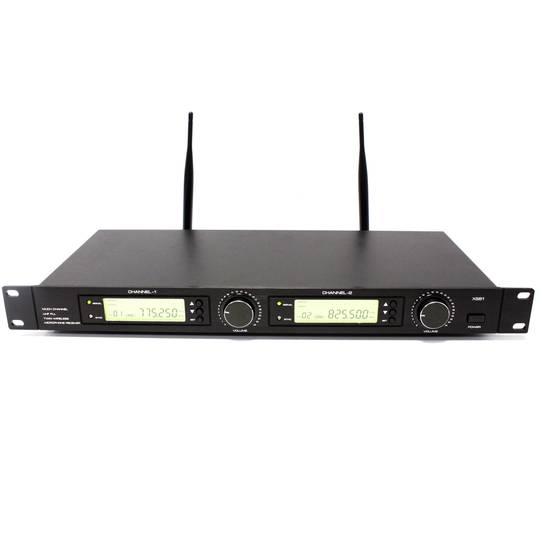 Wireless Microphones with 2-channel receiver UHF 600-920MHz Programmable groups G1 G2 rack