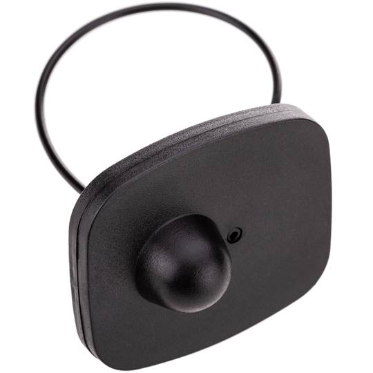 Etichetta antifurto compatibile EAS RF 8,2 MHz 47 x 41 mm nero con cavo d'acciaio 25 unità