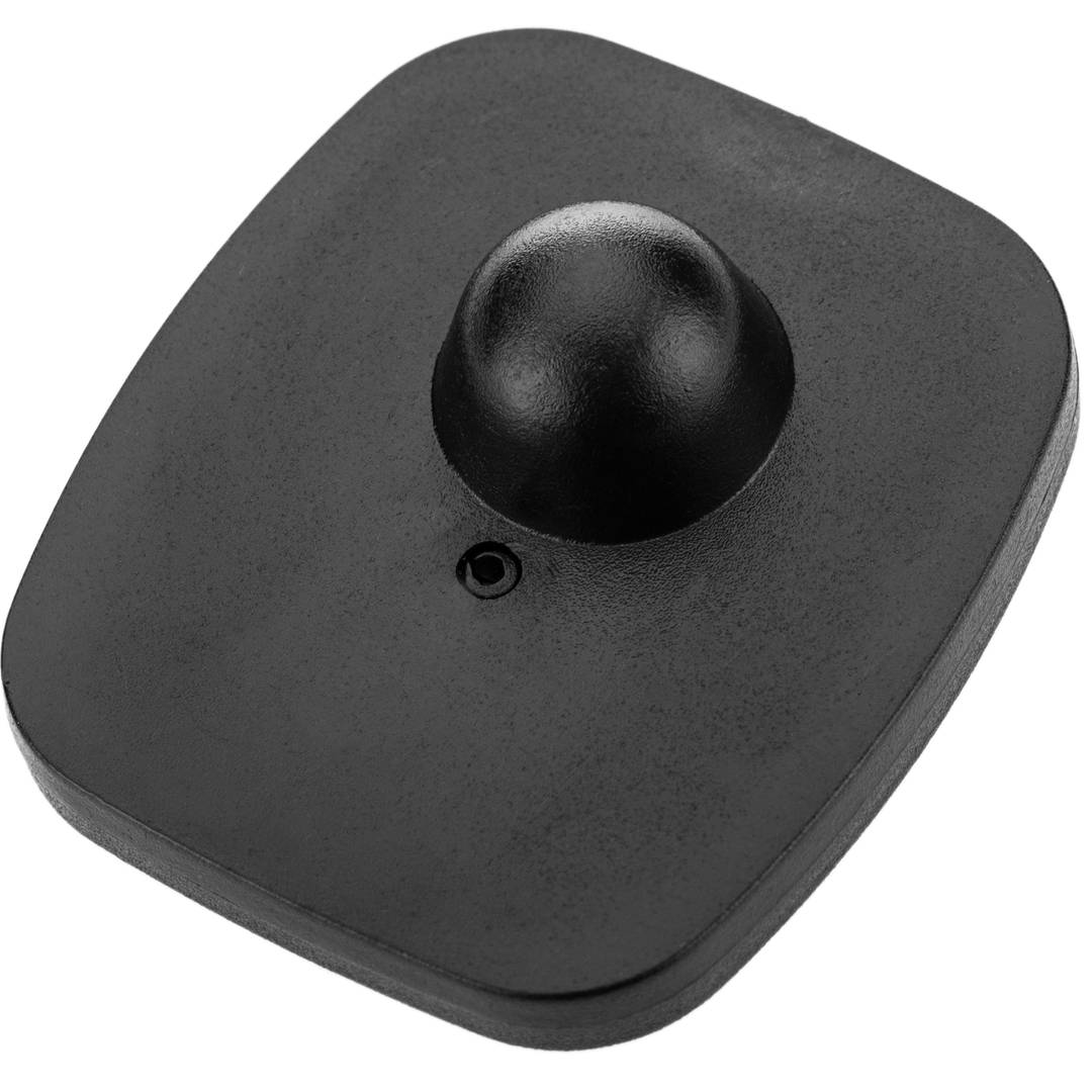 Etichetta antifurto compatibile EAS RF 8,2 MHz 47 x 41 mm nero con cavo d'acciaio 25 unità