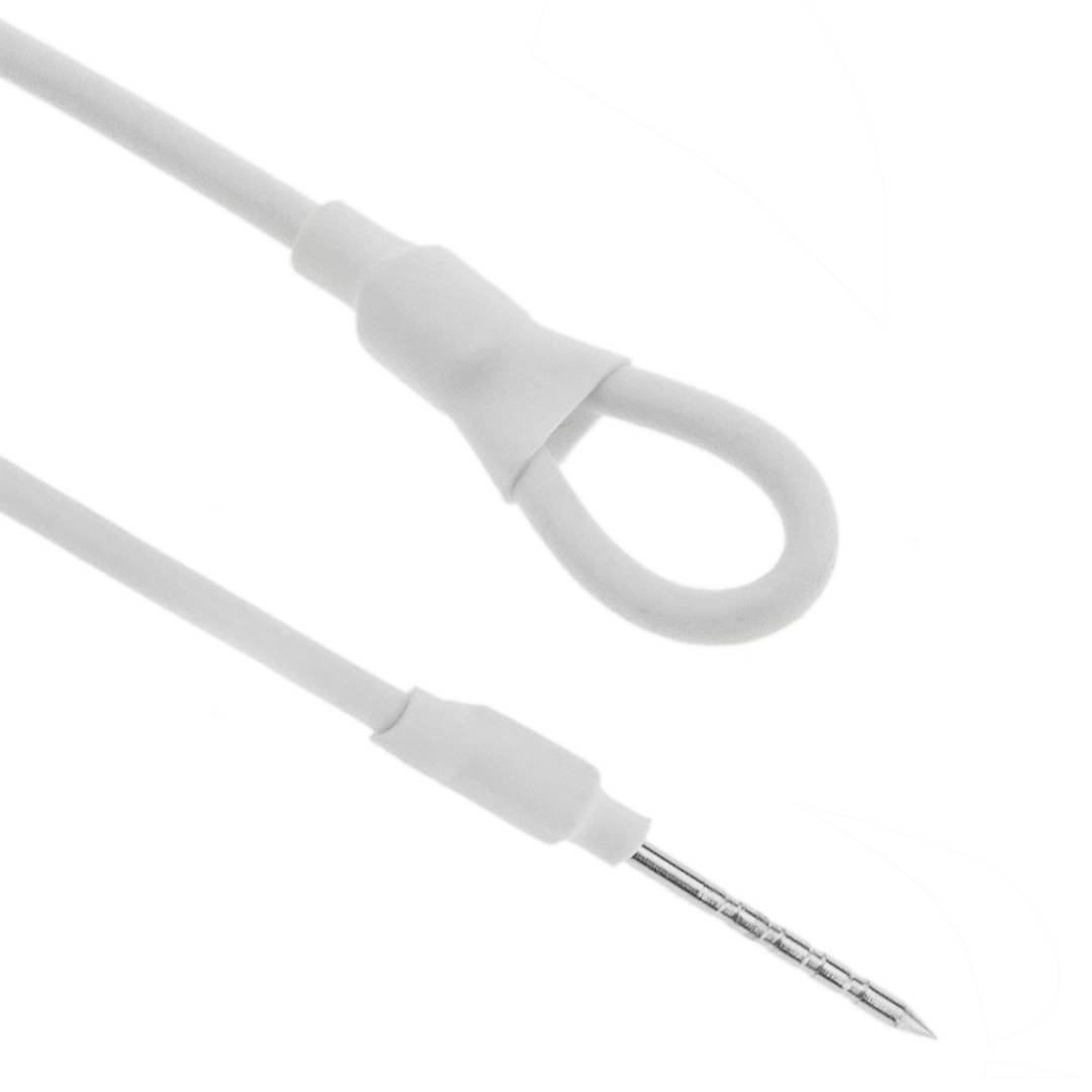 Etichetta antifurto compatibile EAS RF 8,2 MHz 48x42mm bianco con cavo d'acciaio 100 unità