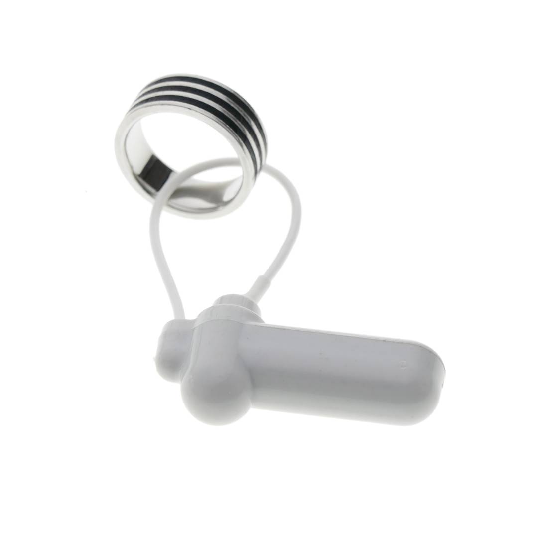 Etichetta antifurto compatibile EAS RF 8.2 MHz 50 x 13 mm bianco con cavo d'acciaio