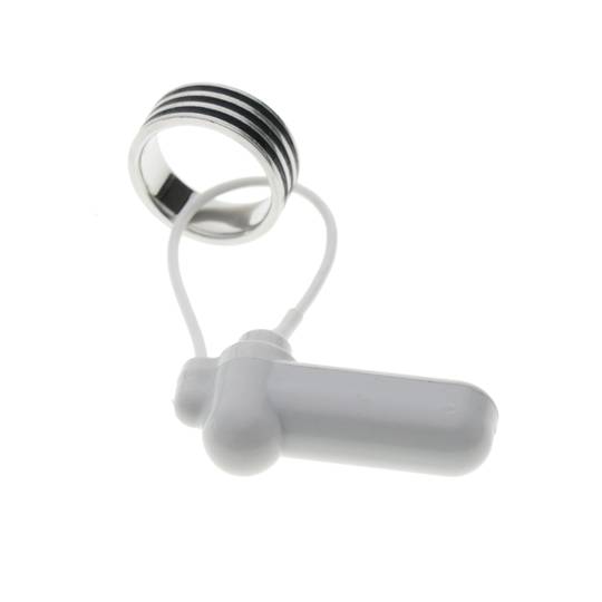 Etichetta antifurto compatibile EAS RF 8.2 MHz 50 x 13 mm bianco con cavo d'acciaio