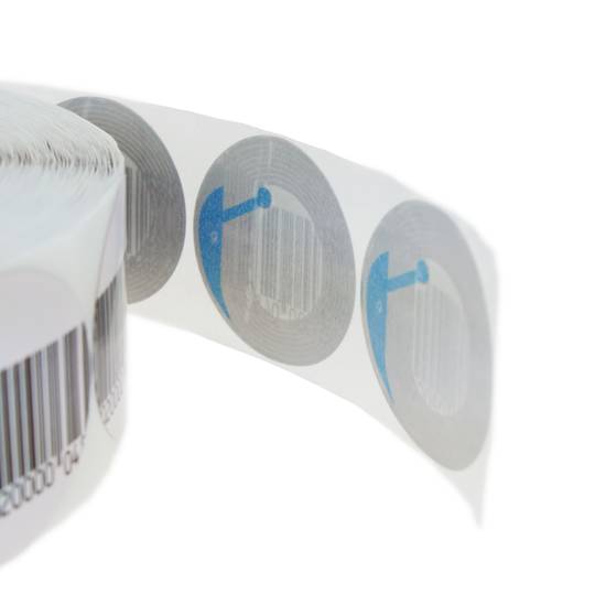 Zelfklevende etiketspoel compatibel met antidiefstal antidiefstal EAS 8,2 MHz 40 mm ronde barcode 1000 eenheden