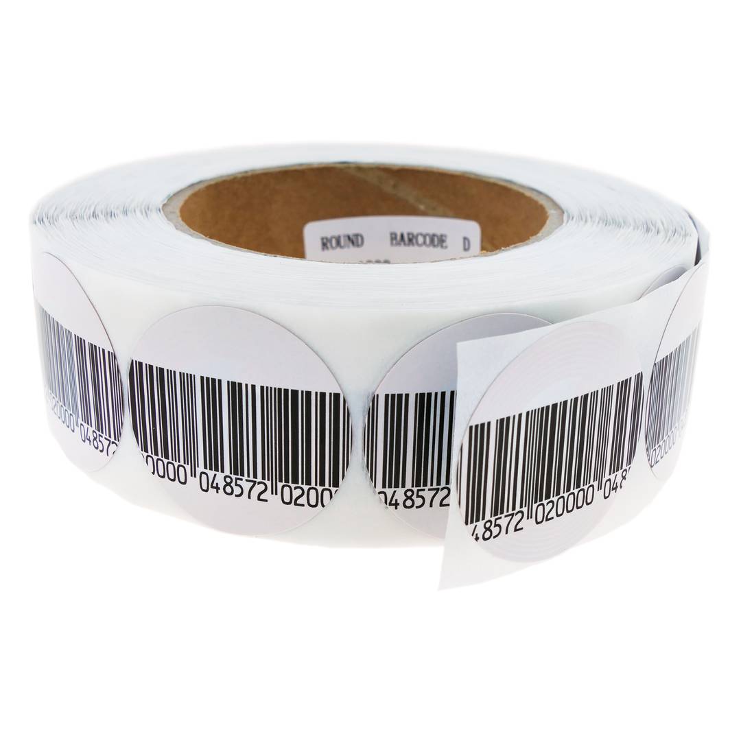 Zelfklevende etiketspoel compatibel met antidiefstal antidiefstal EAS 8,2 MHz 40 mm ronde barcode 1000 eenheden