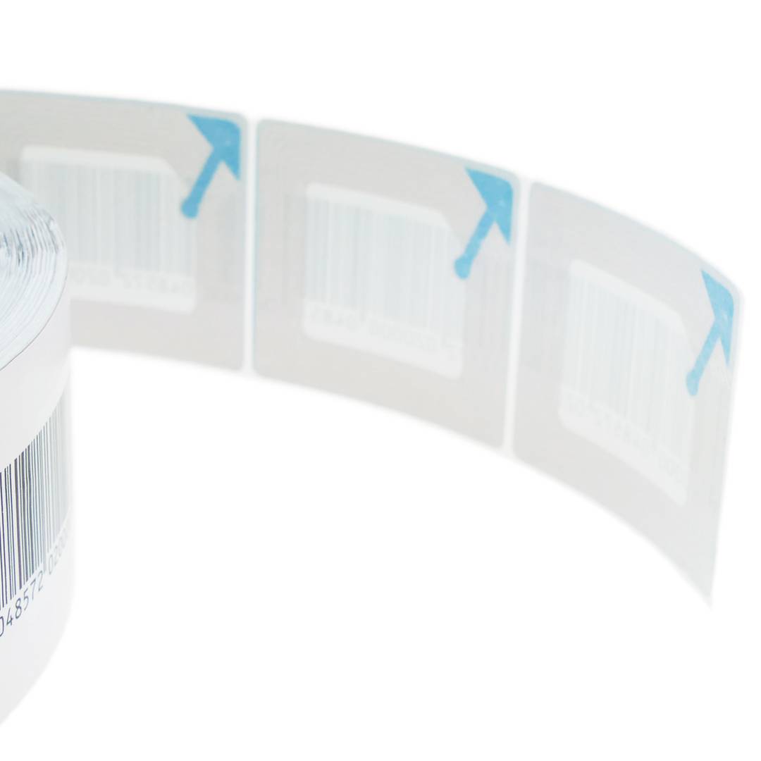 Bobina de etiqueta adesiva compatível com unidades anti-roubo EAS 8.2MHz 50x50mm com código de barras 1000