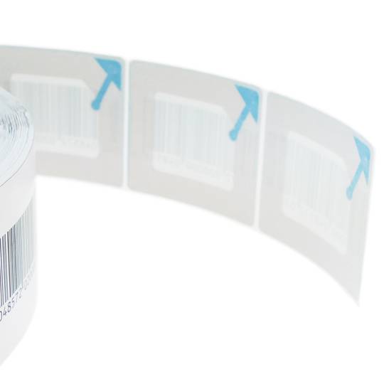 Bobina de etiqueta adesiva compatível com unidades anti-roubo EAS 8.2MHz 50x50mm com código de barras 1000