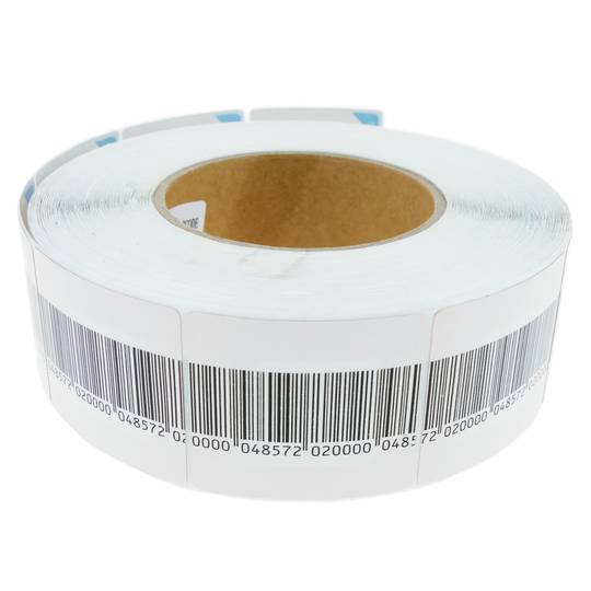 Bobina de etiqueta adesiva compatível com unidades anti-roubo EAS 8.2MHz 50x50mm com código de barras 1000