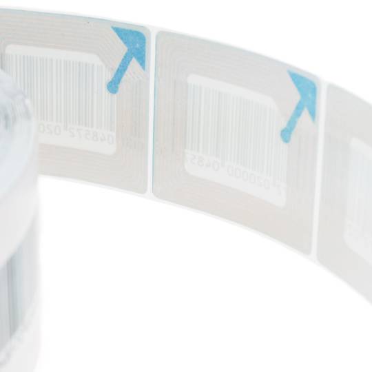 Bobina de etiqueta adesiva compatível com unidades anti-roubo EAS 8.2MHz 50x50mm com código de barras 1000