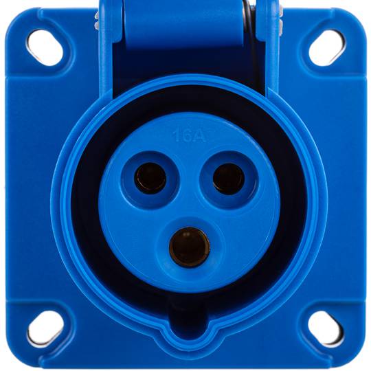 Industrial socket CETAC female 2P + E 16A 250V IP44 for embedding