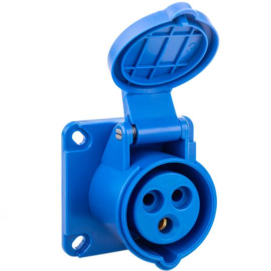 Industrial socket CETAC female 2P + E 16A 250V IP44 for embedding