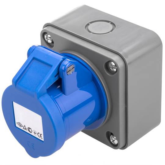 CETAC industriële sokkel vrouwelijk 2P + E 16A 250V IP44 opbouw
