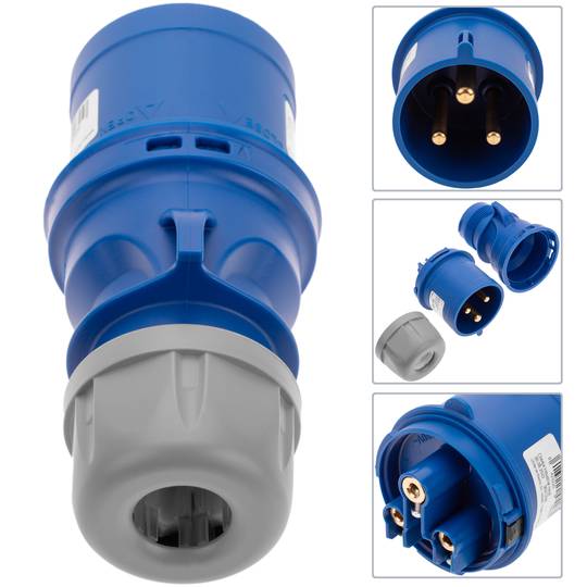 Base de plugue industrial CETAC macho 2P + E 32A 250V IP44 antena