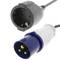 Endoll industrial Adaptador CETAC mascle a SCHUKO femella 2P+T 16A 230V IP44 IEC-60309 cable 1m