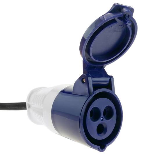 Adattatore CEE plug maschio a femmina 2P+T 16A 230V IP44 IEC-60309 cavo 1m