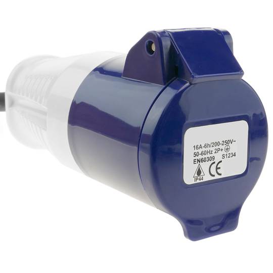 Adapter CEE plug-Stecker an Buchse 2P+T 16A 230V IP44 IEC-60309 Kabel 2.5m