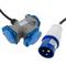 Industrial outlet Adaptor CEE plug male to 3 x CEE plug female 2P+T 16A 250V IP44 IEC-60309 cable 15cm