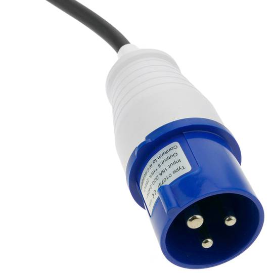 Industrial outlet Adaptor CEE plug male to 3 x CEE plug female 2P+T 16A 250V IP44 IEC-60309 cable 15cm