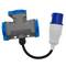Industrial outlet Adaptor CEE plug male to 3 x CEE plug female 2P+T 16A 250V IP44 IEC-60309 cable 15cm
