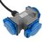 Industrial outlet Adaptor CEE plug male to 3 x CEE plug female 2P+T 16A 250V IP44 IEC-60309 cable 15cm