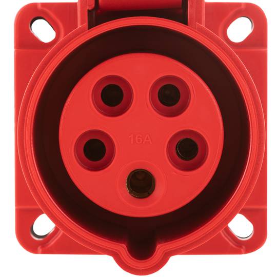 Base de soquete industrial CETAC fêmea 3P + T + N 16A 480V IP44 para incorporação