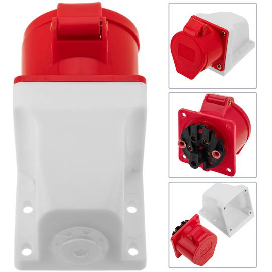 Industrial outlet CEE plug female socket 3P+T+N 16A 415V IP44 IEC-60309 for surface