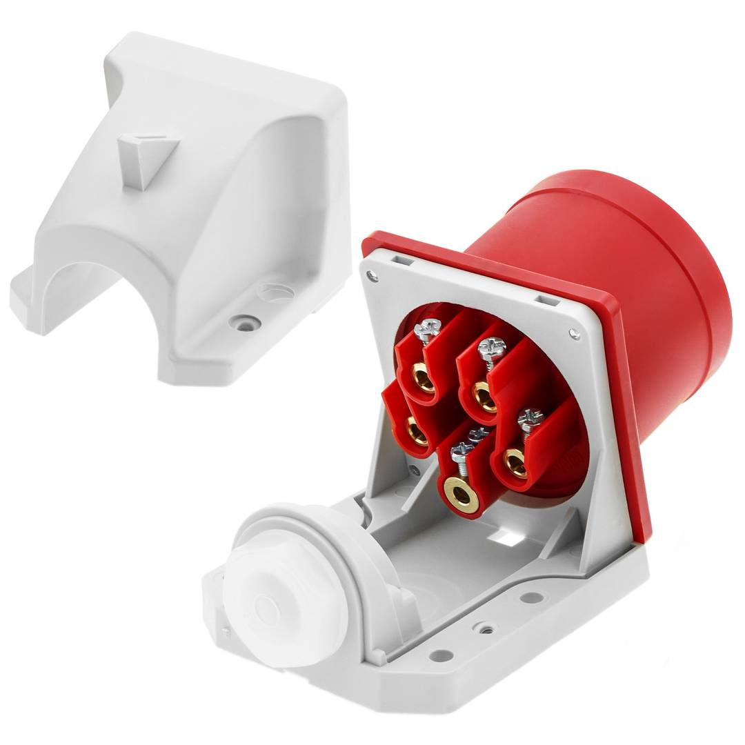 Base endoll industrial CETAC mascle 3P+T+N 32A 380V IP44 IEC-60309 de superfície