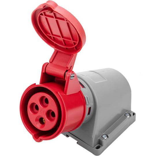 Industriële sokkel CETAC 90º vrouwelijk 3P + E 16A 380V IP44 opbouw