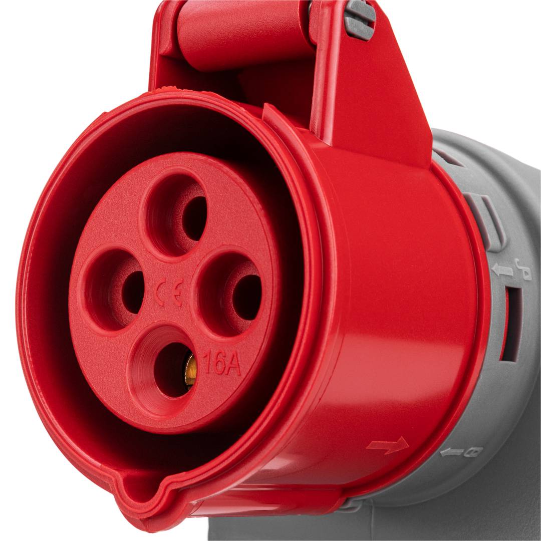 Industriële sokkel CETAC 90º vrouwelijk 3P + E 16A 380V IP44 opbouw