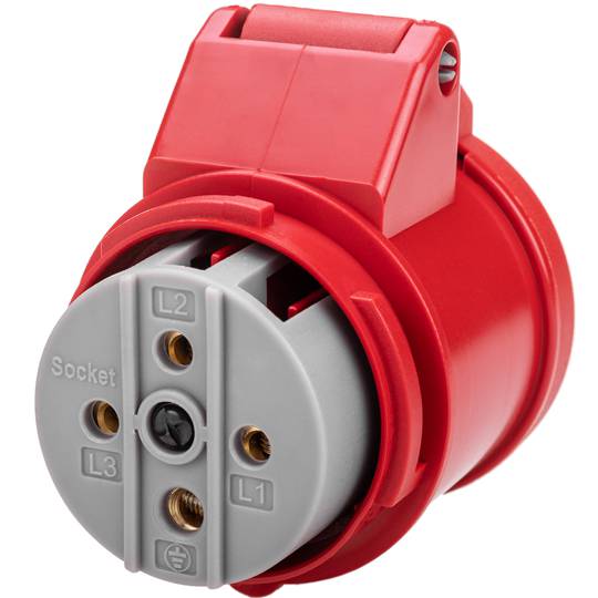 Industriële sokkel CETAC 90º vrouwelijk 3P + E 16A 380V IP44 opbouw