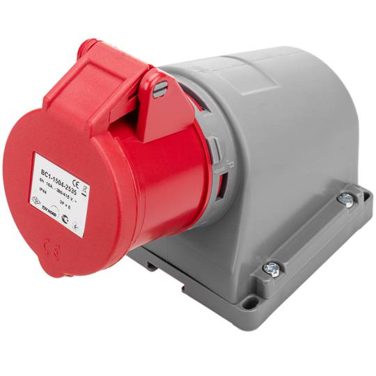 Industriële sokkel CETAC 90º vrouwelijk 3P + E 16A 380V IP44 opbouw