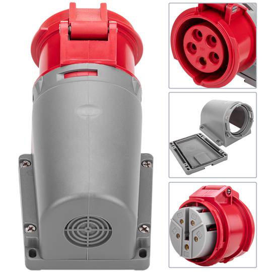 Gniazdo przemysłowe CETAC 90º żeńskie 3P + T + N 16A 380V IP44 se powierzchni