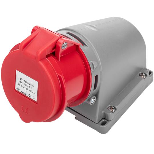 Gniazdo przemysłowe CETAC 90º żeńskie 3P + T + N 16A 380V IP44 se powierzchni