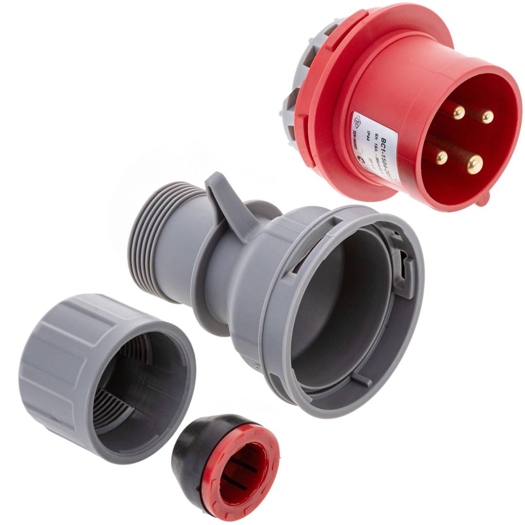 Industrial plug base CETAC male 3P + E 16A 380V IP44 aerial