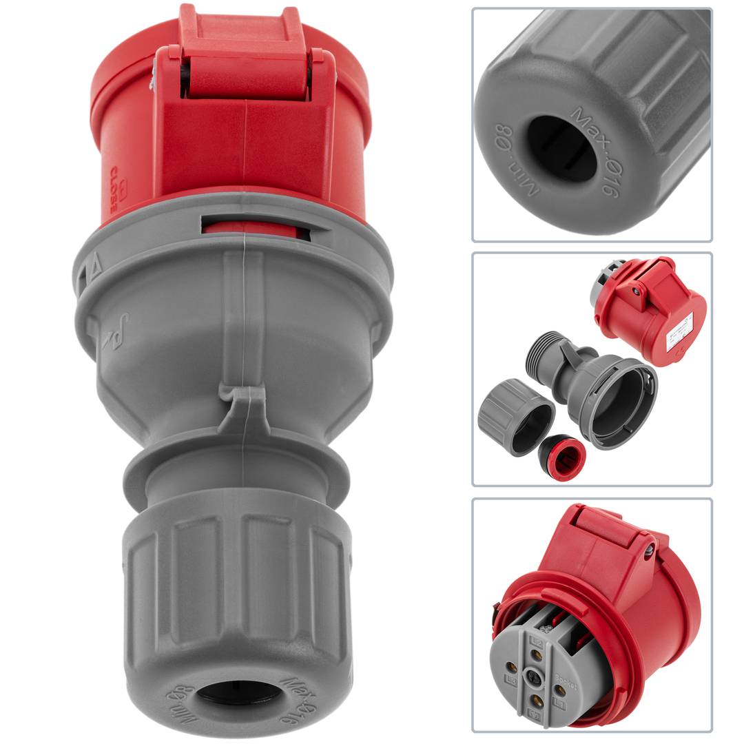 Base Presa industriale CETAC femmina 3P + T 16A 380V Antenna IP44