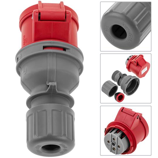 Base Presa industriale CETAC femmina 3P + T 16A 380V Antenna IP44