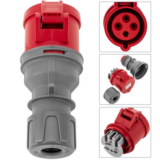 Presa industriale CETAC femmina 3P + T 32A 380V Antenna IP44