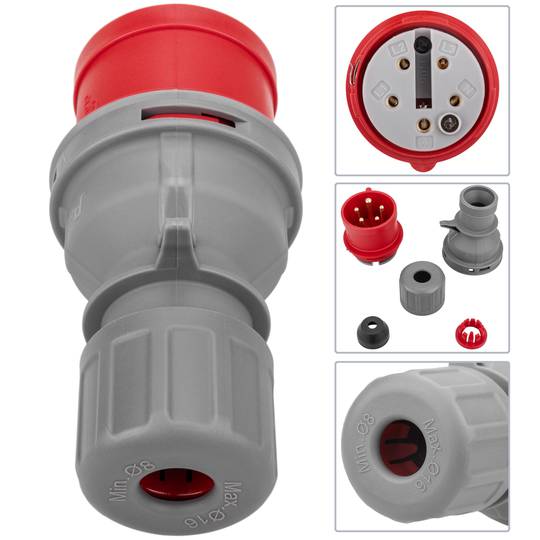 Basis Industriestecker CETAC Stecker 3P + T + N 16A 380V IP44 Antenne