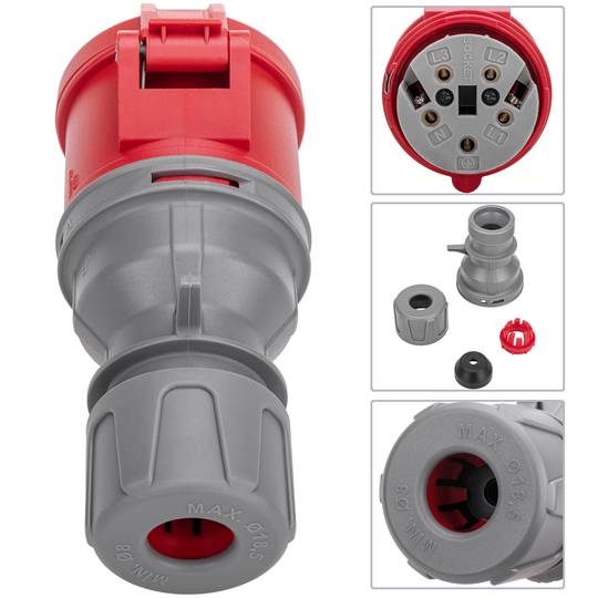 Industrial socket CETAC female 3P + T + N 32A 380V IP44 aerial