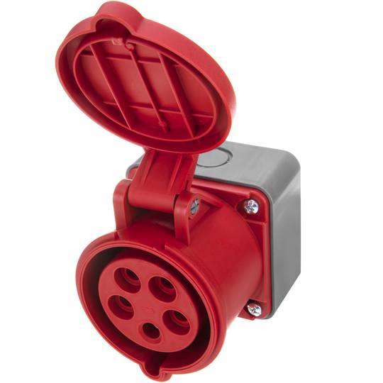 Base de enchufe industrial CETAC hembra 3P+T+N 32A 380V IP44 de superficie