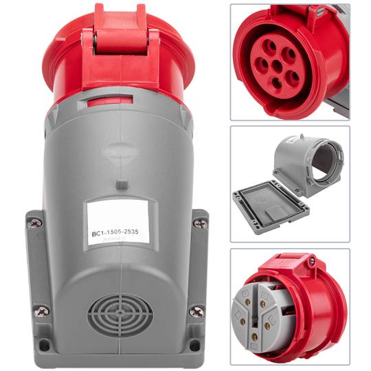 Soquete industrial CETAC 90º fêmea 3P + E 32A 380V IP44 superfície