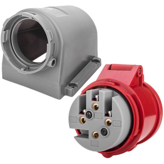 Soquete industrial CETAC 90º fêmea 3P + E 32A 380V IP44 superfície