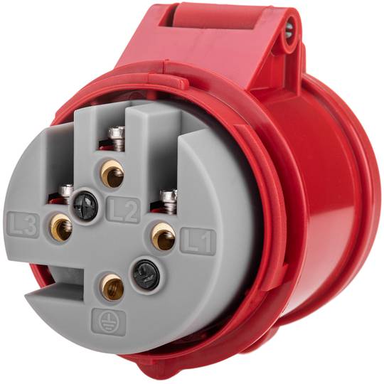 Soquete industrial CETAC 90º fêmea 3P + E 32A 380V IP44 superfície