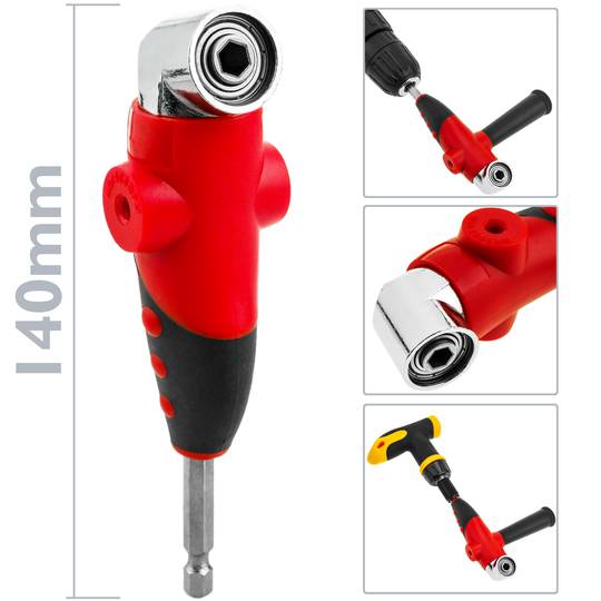 Chave de fenda manual com adaptador hexagonal de design de ângulo 1/4 6,35 mm para mandril de broca de ângulo reto e 4 bits
