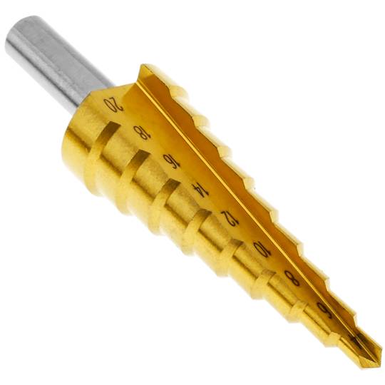 Step cone drill for drill and grinder 3 helical parts
